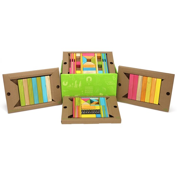 Tegu Magnetic Wooden Blocks, 90-Piece Classroom Kit, Tints 90P-TNT-608T - main